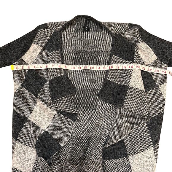 Sacred Threads Black OS Buffalo Plaid Open Draped Knit Cardigan Scandi Nordic - Picture 7 of 7